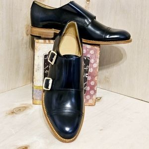 The Office of Angela Scott Navy Mr. Colin Monkstrap Oxford shoes. NWOT Size 8.5